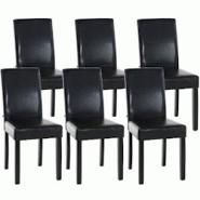 CLP Lot de 6 Chaises de salle à manger Ina similicuir avec pieds en Bois Marron/Noir - marron polyester 181068403 CLP Lot de 6 Chaises de salle à manger Ina similicuir avec pieds en Bois Marron/Noir - marron polyester 181068403