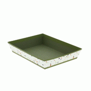 Corbeille carton rectangle "Terrazzo" kaki 27x20x5cm - par 48
