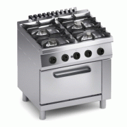 Cuistance Cuisinière à gaz professionnelle 4 brûleurs avec four GN 1/1 – inox, compatible GN/GPL - gris inox 4FF700G