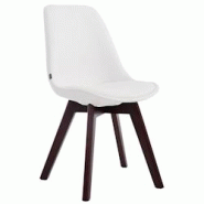 Décoshop26 - Chaise de salle à manger x1 style scandinave en PVC blanc support 4 pieds en bois couleur noyer 10_0003751 - blanc 3000251746747 Décoshop26 - Chaise de salle à manger x1 style scandinave en PVC blanc support 4 pieds en bois couleur noyer 10_0003751 - blanc 3000251746747