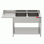 Gasfrit – Évier industriel en acier inoxydable avec 2 bacs et 1 égouttoir, 1600 × 600 × 850 mm - inox gfy0144