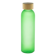 Gourde en verre givré - bouchon en bambou - 500 ml - couleur verte Gourde en verre givré - bouchon en bambou - 500 ml - couleur verte