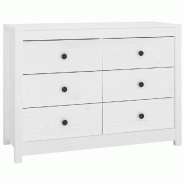 Helloshop26 - Armoire latérale blanche en bois de pin massif avec tiroirs spacieux design rustique 100 x 40 x 72 cm en bois blanc 02_0048458 - blanc