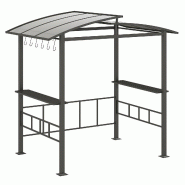 Helloshop26 - Tonnelle de barbecue avec toit rigide 248 x 150 x 232 cm abri anti-vieillissement 2 étagères modernes en polycarbonate 20_0019140 - Po