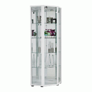 K-Möbel Vitrine d'angle en verre sur pied 176x56,5x56,5 cm Made in Germany avec serrure miroir & LED Blanc - blanc Bois manufacturé C1085W_0