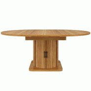 Merax table à manger extensible 118-158 cm, ronde à ovale, pied central avec rangement et tiroirs, 4-6 personnes, couleur bois naturel - Bois manufa