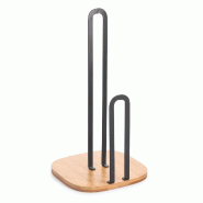 WellHome - Porte-essuie-tout en acier et bambou noir 16 x 16 x 31 cm - A-Mesa - noir acier WH17026