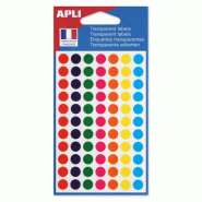 Apli Lot de 5 Etui de 385 pastilles adhésives transparentes assorties, diam. 8 mm (5 feuilles / cdt) - 3270241128390