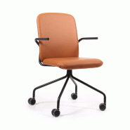 Chaise "HENS" - Assise amovible + Dossier haut, Roulettes, Avec