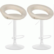 CLP Lot de 2 tabourets de bar Olinda tissu Crème/Blanc - beige textile 320242 CLP Lot de 2 tabourets de bar Olinda tissu Crème/Blanc - beige textile 320242