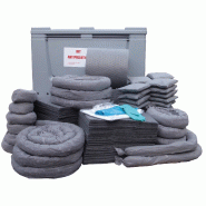 Conteneur d'intervention pour tous liquides - Volume 600L - Absorption 880L - Kit absorbant anti-pollution