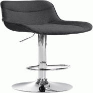 Décoshop26 - Tabouret de bar x1 pivotant forme ergonomique surpiqûres décoratives en tissu gris foncé cadre en métal chromé 10_0005771 - gris m�