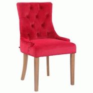 Décoshop26 - Chaise de salle à manger x1 design antique capitonné en velours rouge avec 4 pieds en bois clair 10_0001939 - 3000250750042 Décoshop26 - Chaise de salle à manger x1 design antique capitonné en velours rouge avec 4 pieds en bois clair 10_0001939 - 3000250750042