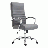 Décoshop26 - Fauteuil de bureau mécanisme d'inclinaison accoudoirs coutures décoratives en PVC gris et métal chromé 10_0002702 - gris métal 3000