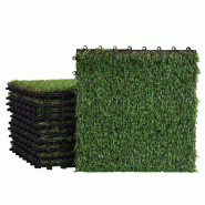 Décoshop26 - Lot de 11 dalles de gazon synthétique clipsables – Lot de 11 plaques imitation herbe pour terrasse balcon ou jardin 04_0011064 - 3000