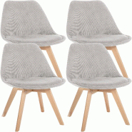 Décoshop26 - Lot de 4 chaises de salle à manger style scandinave en velours côtelé beige CDS10390 - beige 3002478432694