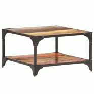Décoshop26 - Table basse de salon design industriel 60 x 60 x 35 cm bois de récupération massif multicolore et fer DEC037105 - Bois massif 30002630