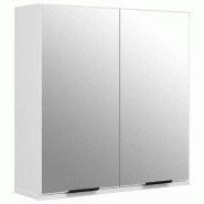 Helloshop26 - Armoire à miroir moderne élégante salle de bain rangement pratique 64 x 20 x 67 cm en bois blanc 02_0047992 - blanc Bois massif 30002