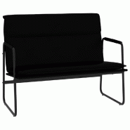 Helloshop26 - Banc banquette 100 x 64 x 80 cm similicuir noir - noir métal 3000588747769