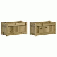 Helloshop26 - Jardinière bac lit surélevé plantes fleurs jardin terrasses lot de 2 bois de pin imprégné marron 02_0039030 - 3000217997961 Helloshop26 - Jardinière bac lit surélevé plantes fleurs jardin terrasses lot de 2 bois de pin imprégné marron 02_0039030 - 3000217997961
