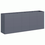 Helloshop26 - Jardinière rectangulaire moderne pour balcon jardin 200 x 40 x 80 cm stable en acier laminé à froid anthracite 02_0051513 - acier 300