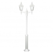 Lampadaire 2 têtes -clic-clac 4 -ip44 - e27 - style rustique - verre transparent hauteur totale 1 910 blanc