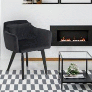 Lot de 2 fauteuils scandinaves Gybson Velours Noir - noir 3327480036266 Lot de 2 fauteuils scandinaves Gybson Velours Noir - noir 3327480036266