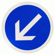 Panneau prescription temporaire BK21a2 - contournement obligatoire par la gauche Panneau prescription temporaire BK21a2 - contournement obligatoire par la gauche