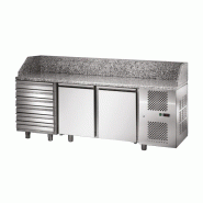 Table à pizza GN1/1 Dessus granit 2000x750mm 2 portes 210L SOFRACOLD Sofraca