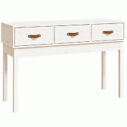 Table console Blanc 114x40x75 cm Bois massif de pin Modèle Soleil Prestige Prime - 821755