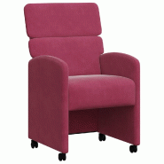 VidaXL Chaises de Salle à Manger avec Roues 2 pcs Bordeaux Velours Modèle Riviera Dining - 42017879