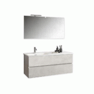 AQA Design Composition de la salle de bain en mélamine baignoire à gauche ORIZON pierre blanche L.121 P.46,5 H.190 MPOR42-BCOP - blanc Bois manufact