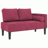 Décoshop26 - Méridienne chaise longue pour intérieur avec coussins en velours rouge bordeaux DEC026099 - rouge 3000255621583