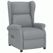 Fauteuil inclinable électrique à oreilles gris clair tissu Modèle Ferlavia - 8720286935613_0