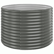 Helloshop26 - Lit surélevé de jardin rond robuste pour balcon 100 x 100 x 68 cm en acier galvanisé gris 02_0046587 - gris acier 3000234319081