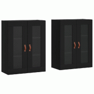 Helloshop26 - Lot de 2 armoires murales décoratives rangement design moderne 69,5 x 34 x 90 cm en bois noir 02_0055411 - noir verre 3000238984704