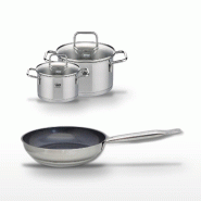 Lot Poêle 28cm & 2 Faitouts 12/16cm Elo Profi Therm Platinum - gris inox 3176239951769