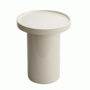 Oviala Business Table basse ronde 40 cm en MDF effet laqué blanc - blanc Bois manufacturé 114312