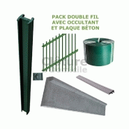 Pack clôture rigide occultante double fil+ plaque béton Pack clôture rigide occultante double fil+ plaque béton