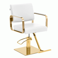 Physa - physa Fauteuil de coiffure réglable en hauteur avec repose-pieds 50 - 66 cm 200 kg blanc/or - Fauteuil de salon de coiffure Chaise - multicol