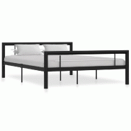 VidaXL Cadre de lit sans matelas noir et blanc métal 160x200 cm Modèle Xerlénis - 284554