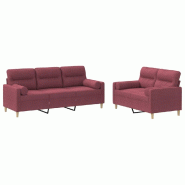 VidaXL Ensemble de canapés 2 pcs avec coussins rouge bordeaux tissu Modèle AbriPrestige 11 - 3201622