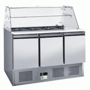 A.C.L - Saladette 3 portes - 368 L - avec portes et structure vitrée- finitions inox - inox MM99171072 A.C.L - Saladette 3 portes - 368 L - avec portes et structure vitrée- finitions inox - inox MM99171072