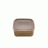 Betik Ecoline – 150 unités – Combo micro-ondable – Barquette rectangulaire carton kraft  +  couvercle PP – 17,5 x 13,5 x 4,5 cm, 500 ml - mar