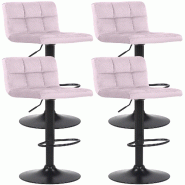 CLP Lot de 4 tabourets de bar Feni velours Rose - violet textile 324716