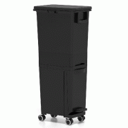 COSTWAY Poubelle à 3 compartiments, poubelle de 32 litres avec bac inclinable, tiroir et autocollants (noir) - noir VH33102NW