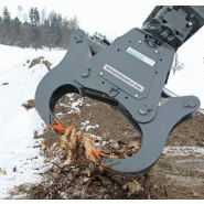 Croque souche - Équipement pour pelle jusqu'à 10 t - Fend et charge les gros troncs d'arbres Croque souche - Équipement pour pelle jusqu'à 10 t - Fend et charge les gros troncs d'arbres