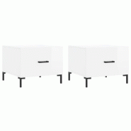 Décoshop26 - Lot de 2 tables de chevets avec tiroir 50 x 50 x 40cm bois d'ingénierie blanc et fer DEC040331 - blanc Bois massif 3000264873751