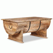 Décoshop26 - Table basse style vintage rustique en bois de manguier massif forme de baril 88 x 50 x 40 cm DEC038239 - Bois massif 3000263719531