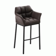 Décoshop26 - Tabouret de bar chaise haute de comptoir couture carrées assise en PVC marron 4 pieds stables en métal noir 10_0004686 - marron 300025 Décoshop26 - Tabouret de bar chaise haute de comptoir couture carrées assise en PVC marron 4 pieds stables en métal noir 10_0004686 - marron 300025